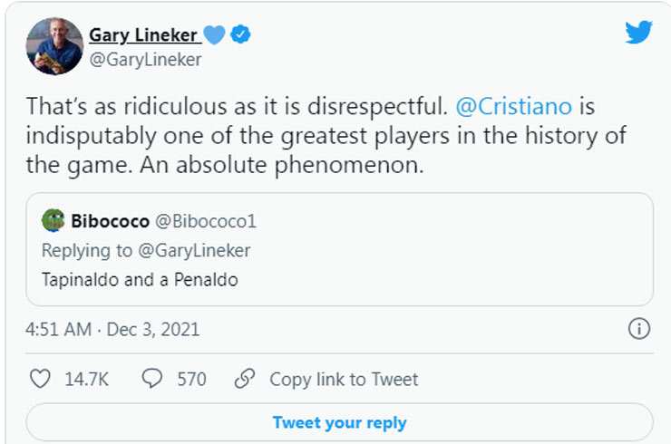 Gary Lineker chỉ trích antifan xúc phạm Ronaldo