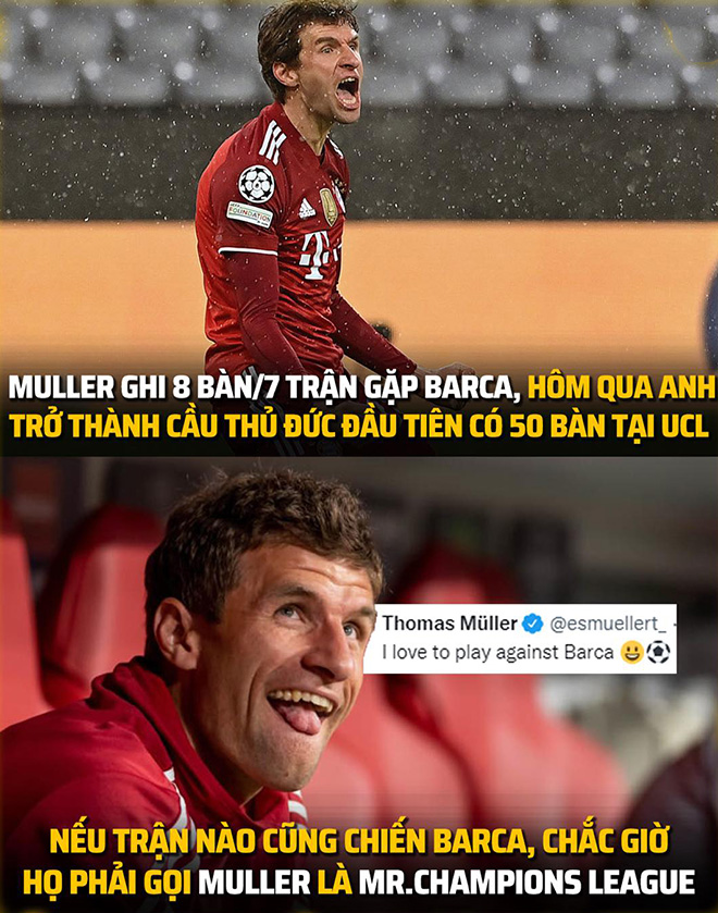 Thomas Muller "hung thần" của Barca ở đấu trường&nbsp;C1.