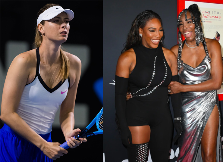 Chị em nhà Williams (phải) vô địch kiếm tiền với tennis nữ, Sharapova (trái) đứng thứ ba