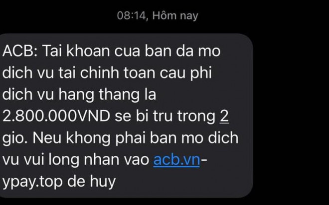 Nội dung tin nhắn giả mạo dẫn dụ người dân nhấn vào đường link mà ông C nhận được. Ảnh: TS