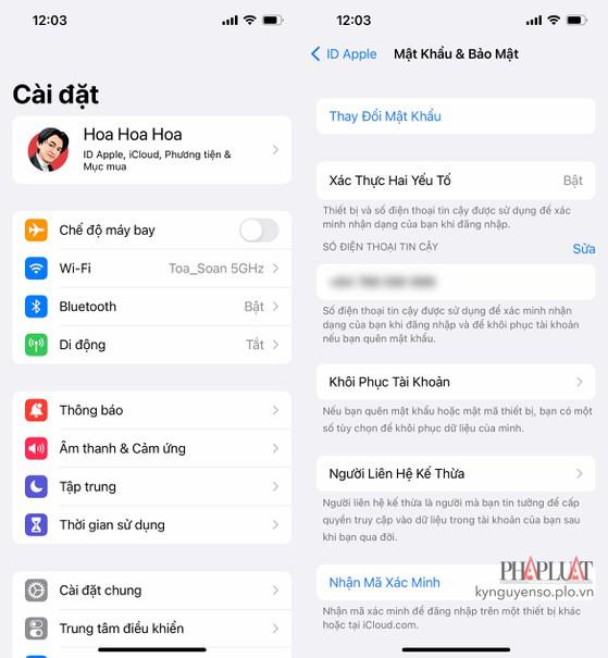 Cách thiết lập tính năng thừa kế trên iPhone. Ảnh: MINH HOÀNG