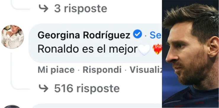 Georgina Rodriguez đăng tải bình luận cà khịa Lionel Messi trên tài khoản Facebook của tân binh PSG