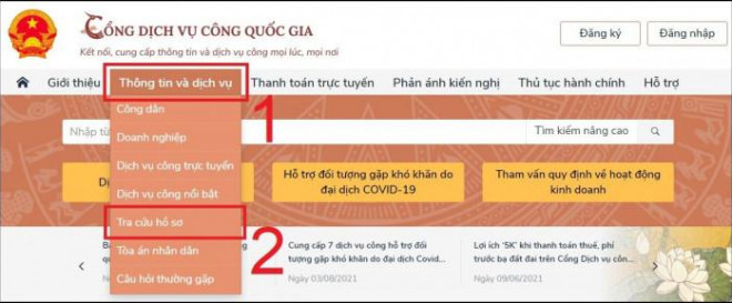 Bước 2: Bạn chọn mục Thông tin và dịch vụ, chọn tiếp mục Tra cứu hồ sơ để tiến hành kiểm tra CCCD đã có chưa