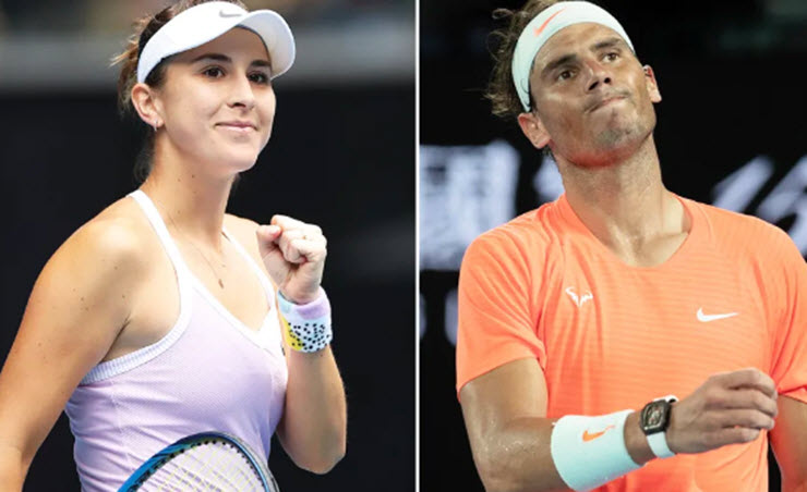 Bencic (trái) và Nadal dương tính Covid-19 sau giải đấu tại Abu Dhabi