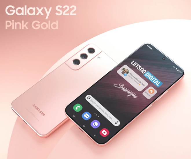 Ảnh kết xuất&nbsp;Galaxy S22 Hồng vàng.