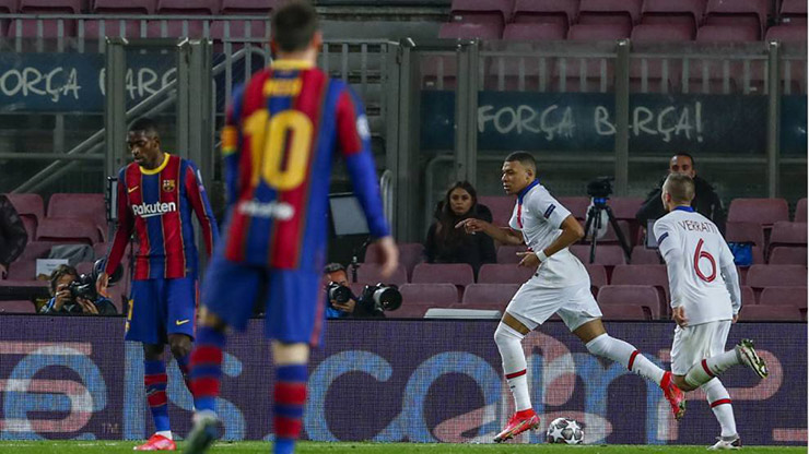 Barca khốn khổ vì để Mbappe tung hoành trên sân nhà&nbsp;Nou Camp