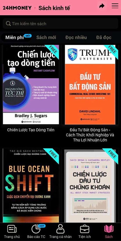 Bộ sách Best-Seller đã được 24HMoney mua bản quyền và cung cấp miễn phí cho người dùng ứng dụng