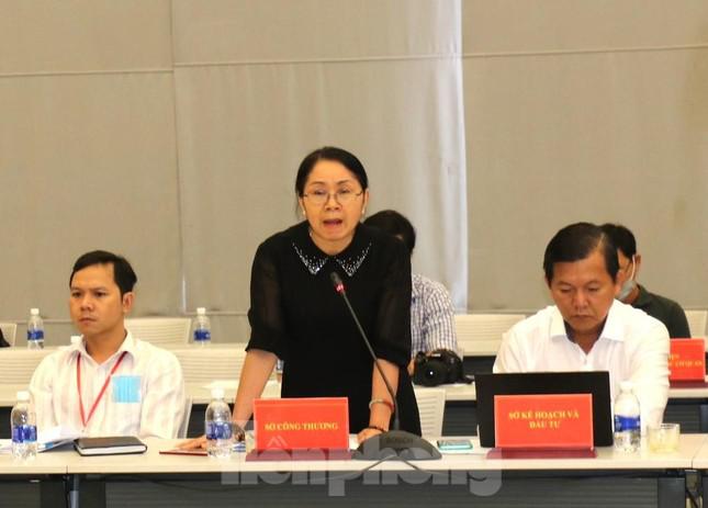 Bà Nguyễn Thanh Hà - Phó giám đốc Sở Công thương Bình Dương - thông tin tại họp báo.