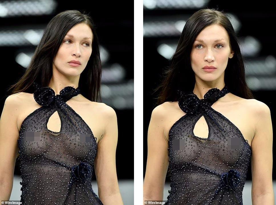 Bella Hadid từng có nhiều khoảnh khắc gây chú ý với style xuyên thấu, không nội y.