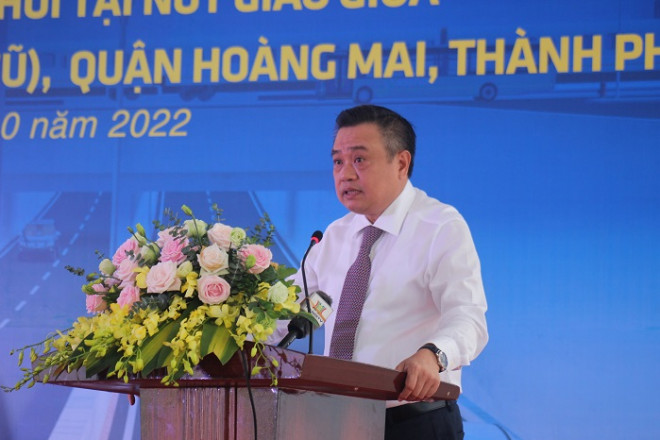Chủ tịch UBND TP Hà Nội Trần Sỹ Thanh phát biểu tại lễ khởi công