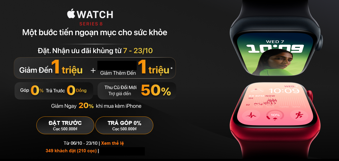 Apple Watch Series 8 đã cho phép đặt trước.