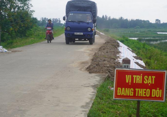 Đê tả sông Mã đoạn qua xã Hoằng Đại (TP Thanh Hóa) sụt lún, đe dọa tính mạng, tài sản của gần 3 vạn dân