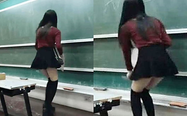 Cô gái thu hút ánh nhìn trong lớp học khi diện áo ngắn, quần ôm - 4