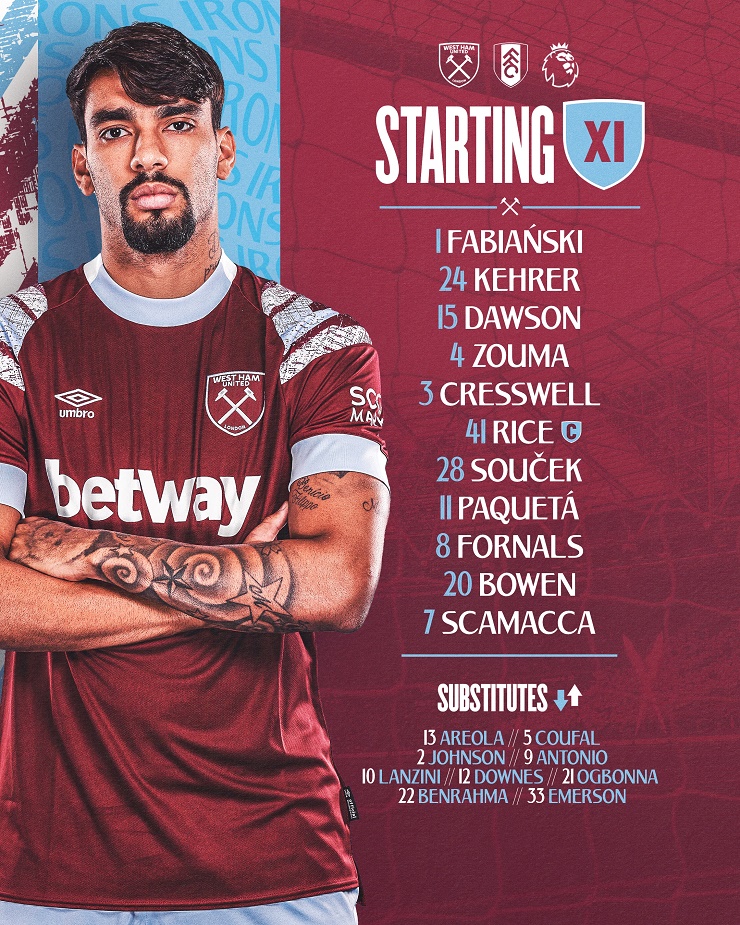 Đội hình ra sân của West Ham