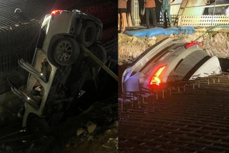 Lexus LX570 Super Sport mất lái trong đêm, lao vào công trình đầy sắt thép