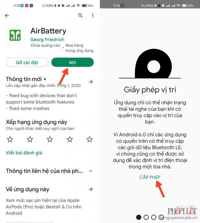 Cài đặt ứng dụng AirBattery trên điện thoại Android. Ảnh: MINH HOÀNG