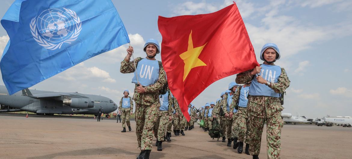 Các chiến sĩ Việt Nam làm nhiệm vụ gìn giữ hòa bình Liên hợp quốc tại Nam Sudan.