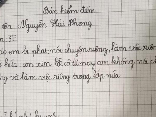 Cậu bé lớp 3 viết bản kiểm điểm vì nói chuyện riêng, xem tới chữ ký phụ huynh ai cũng bật cười