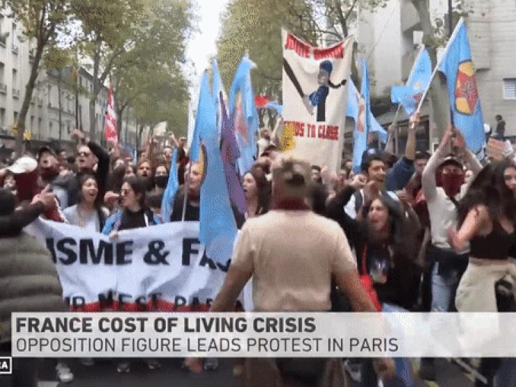 Video: Hàng chục ngàn người Pháp biểu tình ở Paris phản đối chi phí sinh hoạt tăng cao