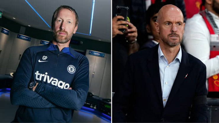 Hai tân Graham Potter (Chelsea) và Erik Ten Hag (MU) sẽ tham dự họp báo trước trận đại chiến