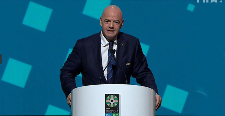 Chủ tịch FIFA Gianni Infantino phát biểu về sự kiện quan trọng World Cup nữ năm sau ở Australia và New Zealand