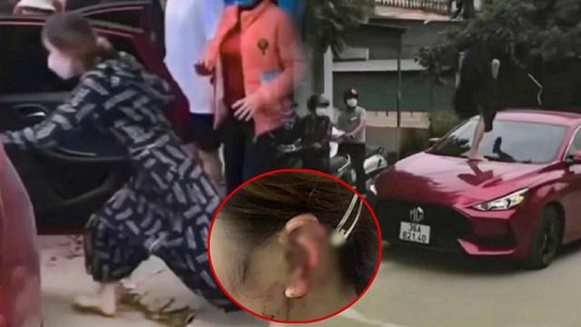 Người phụ nữ nhảy lên nắp capo đạp vỡ kính ôtô, lao vào xe cắn rách tai cô gái (ảnh cắt từ clip)
