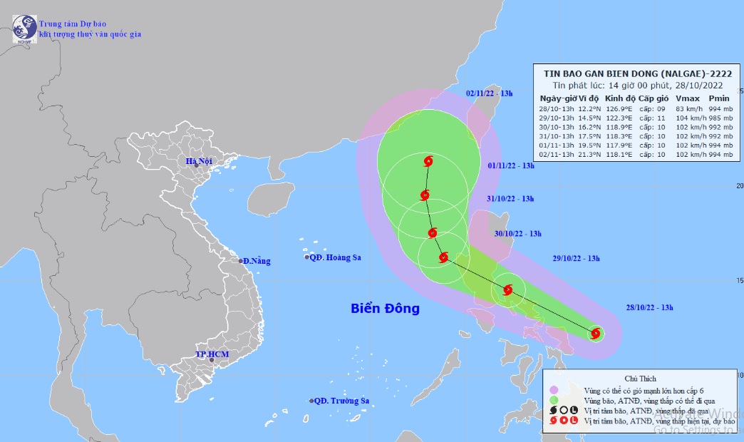 Bão Nalgae vào Biển Đông tương tác với không khí lạnh, đường đi khó lường - 1