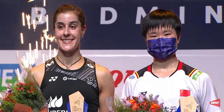 Carolina Marin đành hài lòng với danh hiệu á quân giải cầu lông Pháp mở rộng khi thua ngược He Bing Jiao