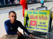 Bạn trẻ - Cuộc sống - Chàng trai xứ Nghệ làm xe tự chế hút đinh trên hành trình đi bộ xuyên Việt