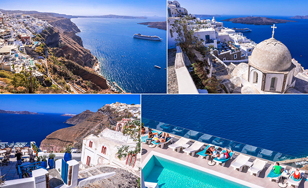 Một điểm nhấn khác tại Santorini khiến du khách yêu thích chính là những con đường lát đá uốn lượn quanh các ngõ ngách trên hòn đảo. Dù vậy, nếu quá mải mê khám phá nét đẹp của các lối mòn trải đá xám, bạn sẽ dễ đi nhầm vào nhà dân hoặc khách sạn. Vì vậy, bạn nên quan sát kỹ đâu là đường đi công cộng để tránh những phiền phức không đáng có. Phần lớn các ngôi nhà ở Santorini đều được xây cất từ những gì bình dị nhất. Vật liệu xây dựng bao gồm bụi núi lửa, đá mác-ma đen, đá đỏ và đá bọt (một loại đá được tạo nên từ dung nham). Cấu tạo các ngôi nhà đều dễ dàng cho việc xây dựng và hoàn toàn không quá tốn kém như vẻ ngoài xa hoa của cả hòn đảo. Trước đây, Santorini là nơi cư ngụ của tầng lớp lao động khổ sai. Đến đầu thế kỷ XX, sự thịnh vượng của hòn đảo đã biến Santorini trở thành chốn “thiên đường” nơi hạ giới nhưng vẫn gìn giữ nét đẹp thuần khiết của những ngày sơ khai.