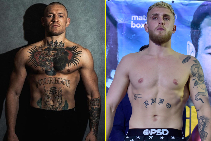 McGregor (bên trái) có khả năng lên sàn boxing đấu Jake Paul