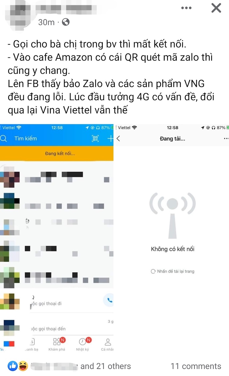 Zalo bị lỗi trong khoảng thời gian ngắn nhưng đã ảnh hưởng lớn tới quyền lợi người sử dụng.