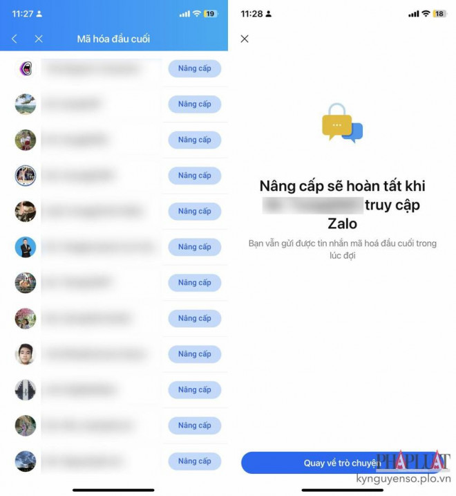 Chọn cuộc trò chuyện Zalo cần nâng cấp mã hóa đầu cuối. Ảnh: MINH HOÀNG