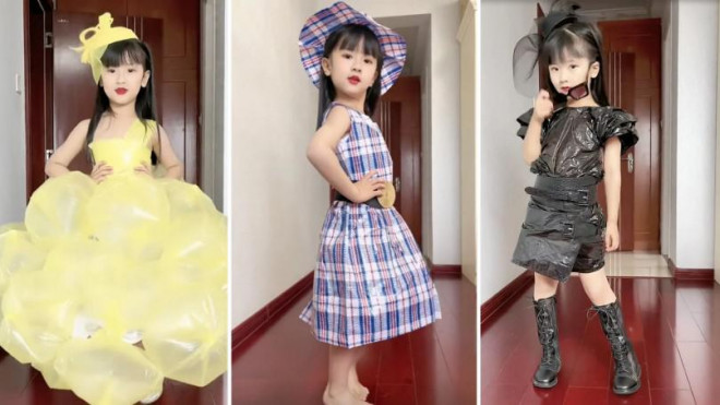 Bà mẹ hô biến túi nhựa tái chế thành trang phục tuyệt đẹp cho con gái - hình ảnh 1