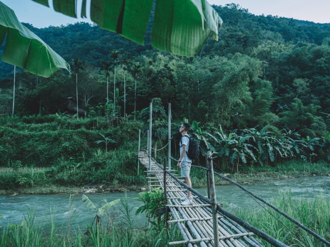 Một chiếc cầu nhỏ đẹp tựa Bali tại bản Hiêu - Pù Luông - Thanh Hóa.