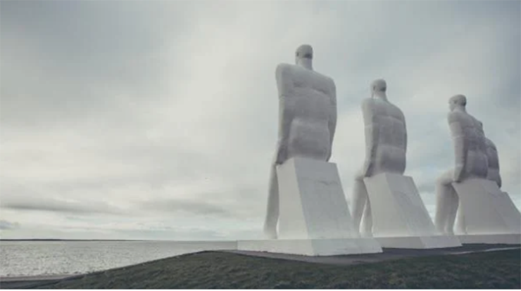 Đứng bên cạnh những người khổng lồ: Tác phẩm điêu khắc hoành tráng của Svend Wiig Hansen 'Người đàn ông bên biển' bảo vệ Bờ biển phía Tây của Đan Mạch. Những người khổng lồ khó tin này đã thu hút rất nhiều du khách đến đây kể từ khi được xây dựng vào năm 1995.
