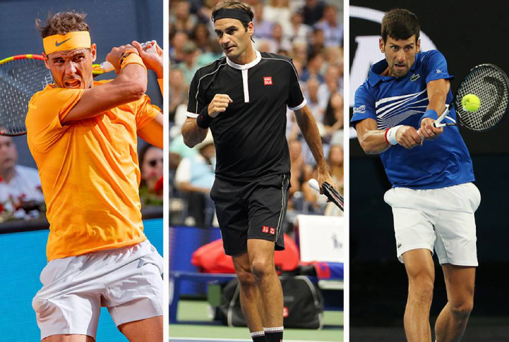 Federer (áo đen) giải nghệ, bạn thân Nadal (bên trái) liền khẳng định Djokovic (bên phải) là đối thủ lớn nhất của anh