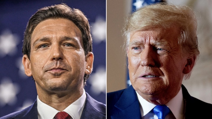 Ông Trump bày tỏ sự không hài lòng với thống đốc Ron DeSantis (trái), "ngôi sao đang lên" của đảng Cộng hòa.