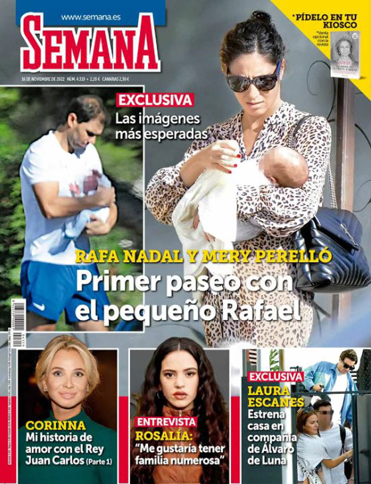 Tạp chí Revista Semana đăng ảnh bìa Rafael Nadal và vợ mình, Mery Perello bế con trai hơn 1 tháng tuổi đi dạo phố ở Mallorca