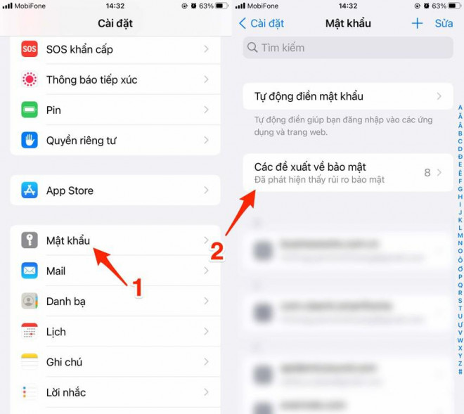 iPhone cảnh báo các mật khẩu yếu. Ảnh: TIỂU MINH