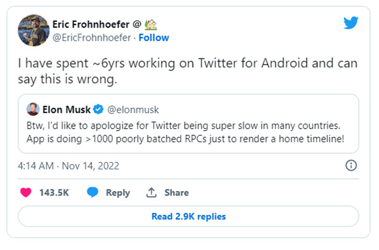 Kỹ sư của Twitter phản đối tuyên bố của Elon Musk.