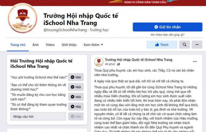 Trường iSchool Nha Trang tạm đóng cửa