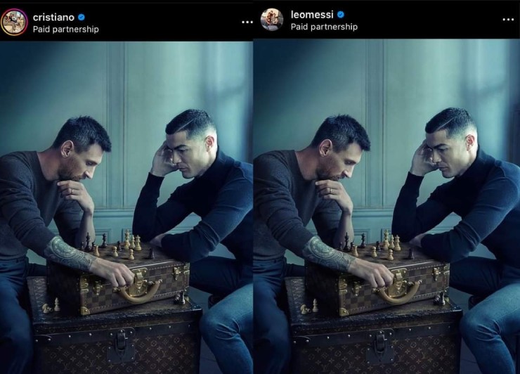Bức ảnh Ronaldo chơi cờ với Messi đang "gây bão" mạng xã hội