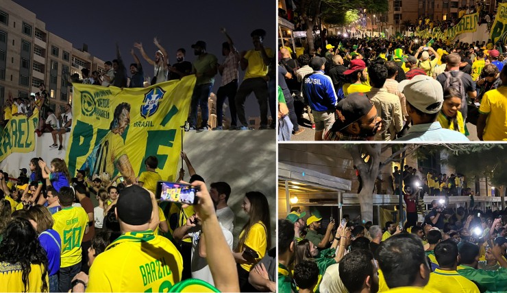 Fan Brazil hát hò, nhảy múa ở Doha (Qatar)