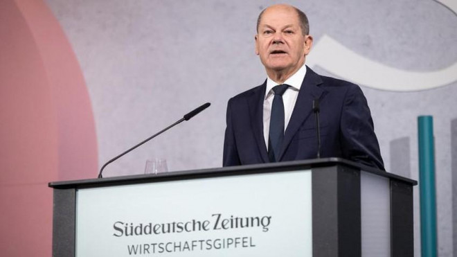 Thủ tướng Đức Olaf Scholz phát biểu tại một hội nghị kinh tế ở thủ đô Berlin ngày 22-11. Ảnh: GETTY IMAGES