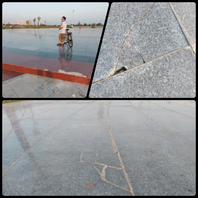 Nhiều vị trí lát đá Granite vỡ nát.&nbsp;