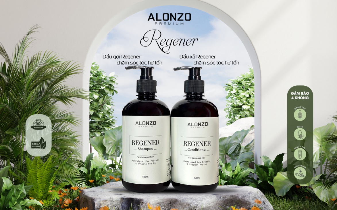 Bộ gội xả Alonzo Premium Regender dành cho tóc hư tổn