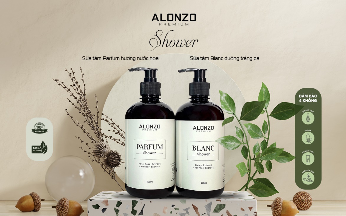 Alonzo Premium ra mắt sữa tắm chiết suất tự nhiên