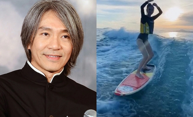 Châu Tinh Trì và Angelababy trao đổi kỹ thuật lướt sóng