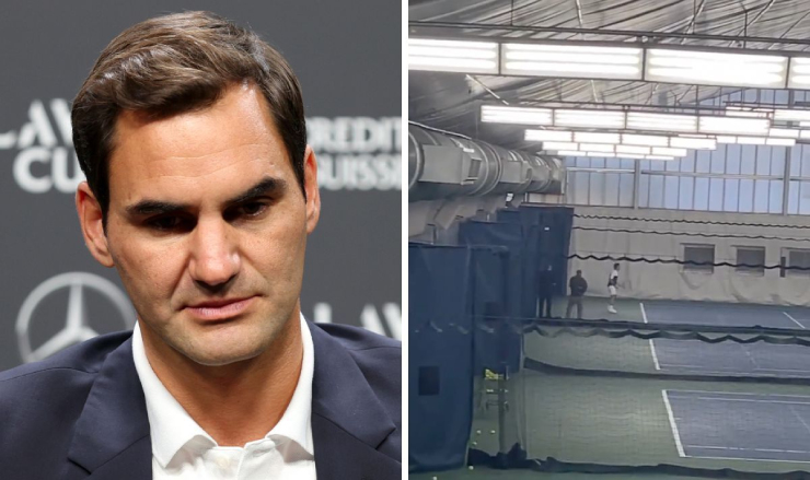 Federer ra sân tập luyện tại New York (Mỹ)